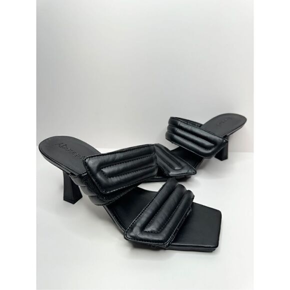 Abound Shoes Womens Size 7 Qarly Heeled Black Square Toe Slip On Sandals - Picture 3 of 8